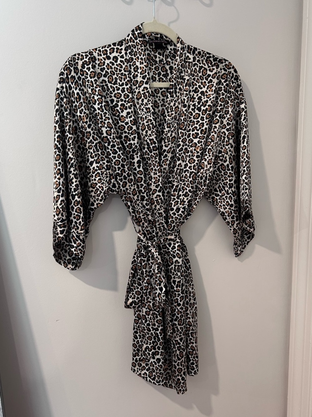 Victoria's Secret Leopard Print Satin Robe - Black & Brown